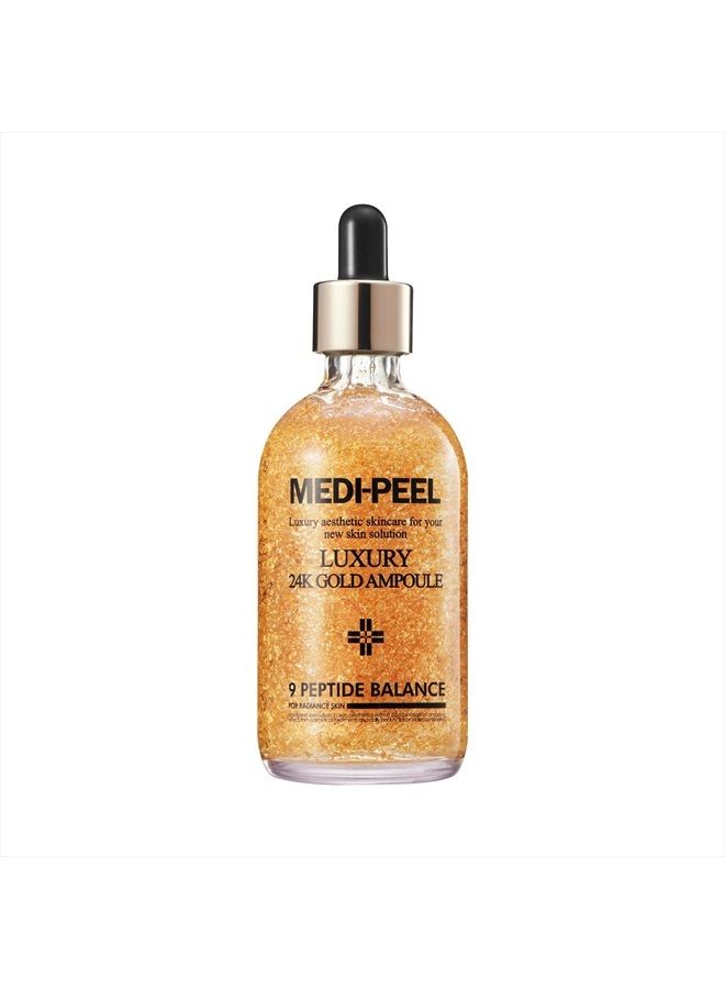 MEDI-PEEL أمبول ميدي-بيل Pure Gold 24K 3.38 أونصة سائلة / 100 مل | 99.9% ذهب نقي 24K أمبول شامل، 5 مستخلصات revitalizing لتقليل فقدان الرطوبة، يضيء | العناية بالبشرة الكورية، لجميع أنواع البشرة - Image 1