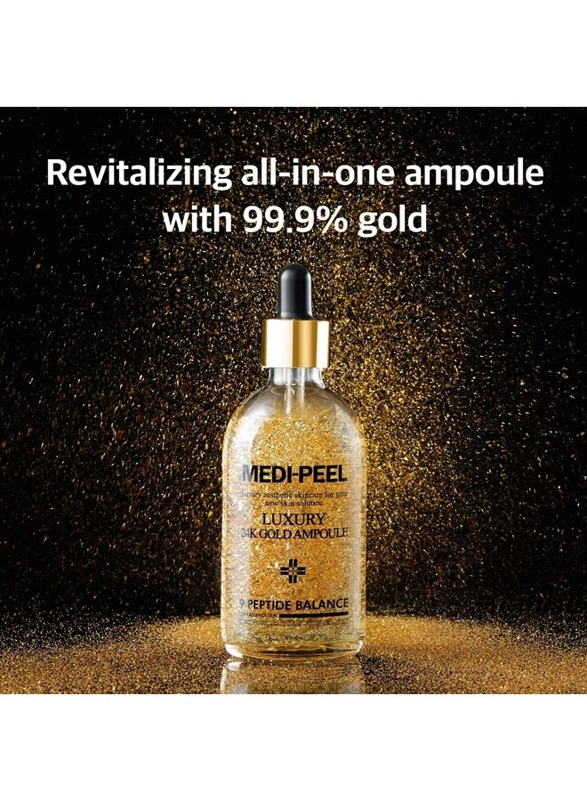 MEDI-PEEL أمبول ميدي-بيل Pure Gold 24K 3.38 أونصة سائلة / 100 مل | 99.9% ذهب نقي 24K أمبول شامل، 5 مستخلصات revitalizing لتقليل فقدان الرطوبة، يضيء | العناية بالبشرة الكورية، لجميع أنواع البشرة - Image 2