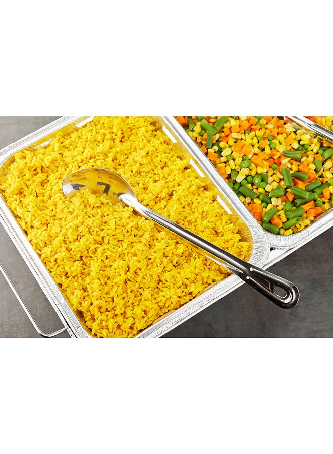 Restaurantware Met Lux Silver Stainless Steel Professional Serving Spoon - Solid - 13" - 1 count box - Image 3