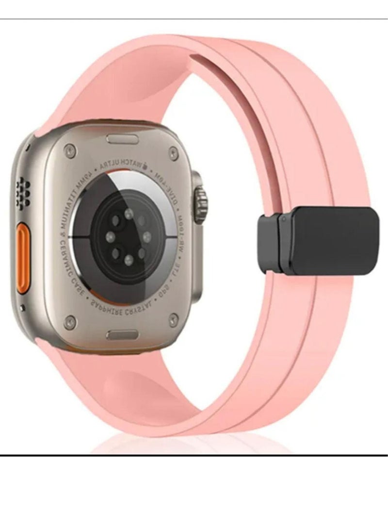 سوار ساعة ابل بقفل مغناطيسي شكل عصري مقاس 44 لون وردي - Image 2