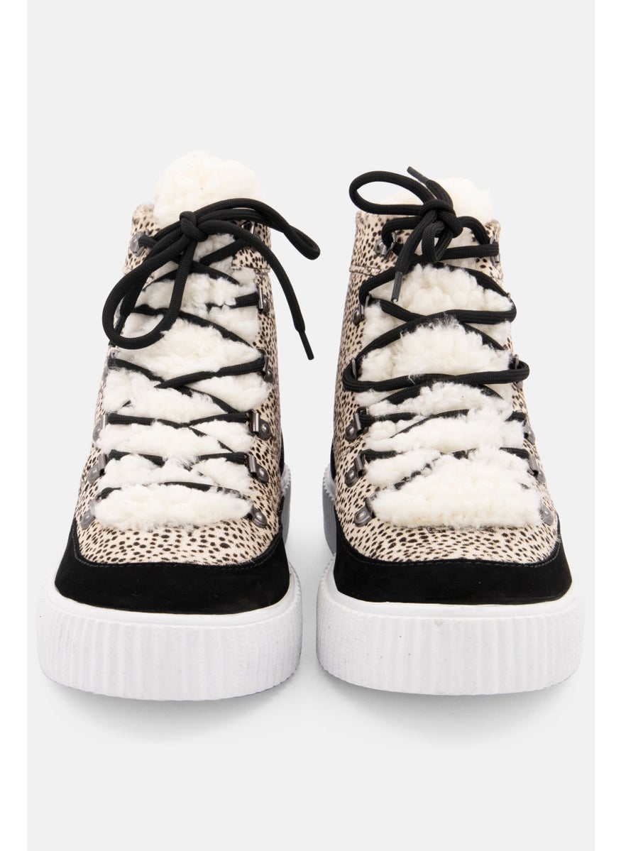 Aqua Women Lace Up High Cut Shoes, Black Combo  - Image 4
