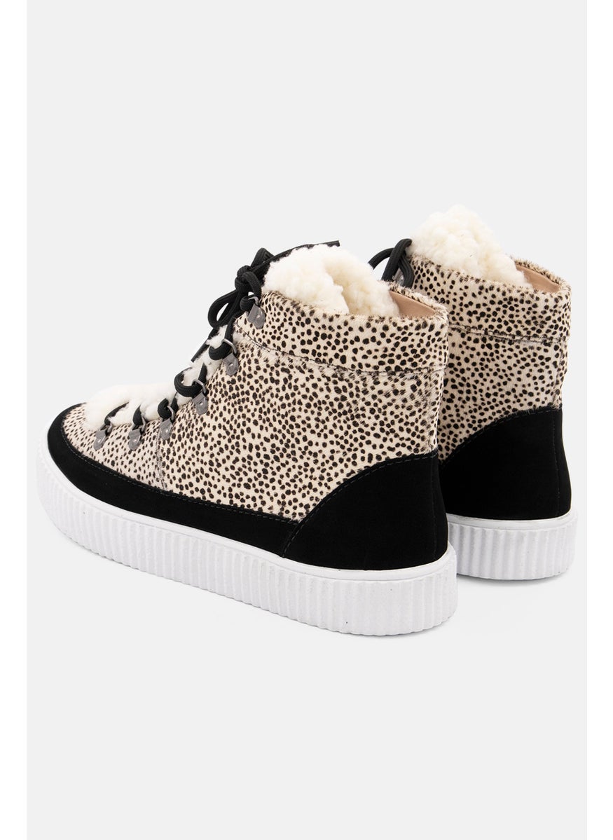 Aqua Women Lace Up High Cut Shoes, Black Combo  - Image 3