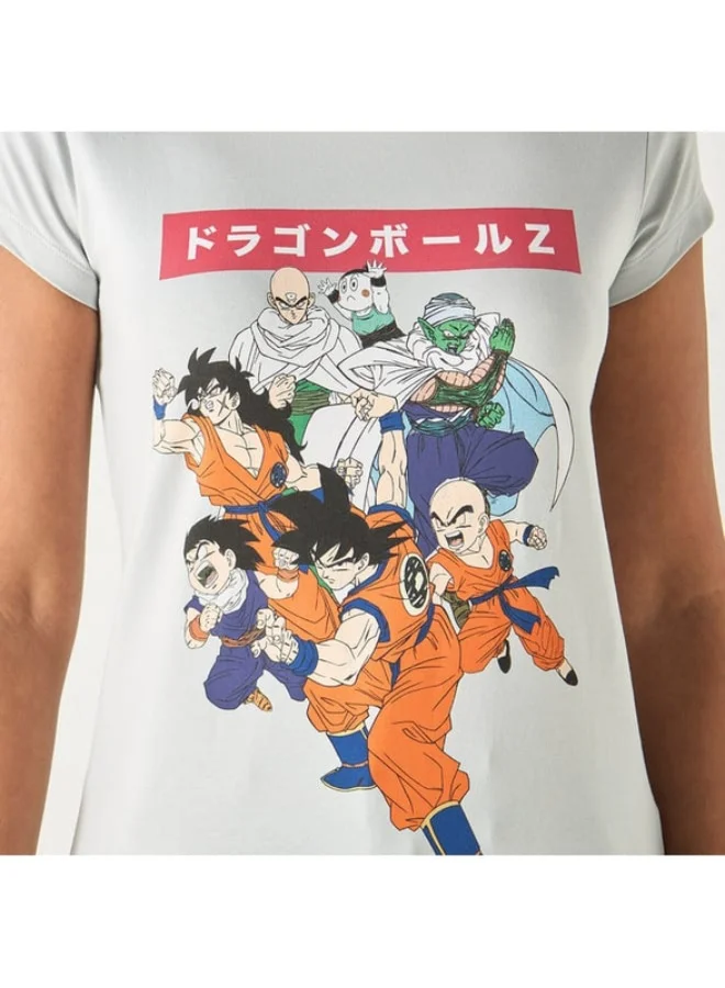 اس بي كاركترز Dragon Ball Z Print Crew Neck T-shirt with Short Sleeves