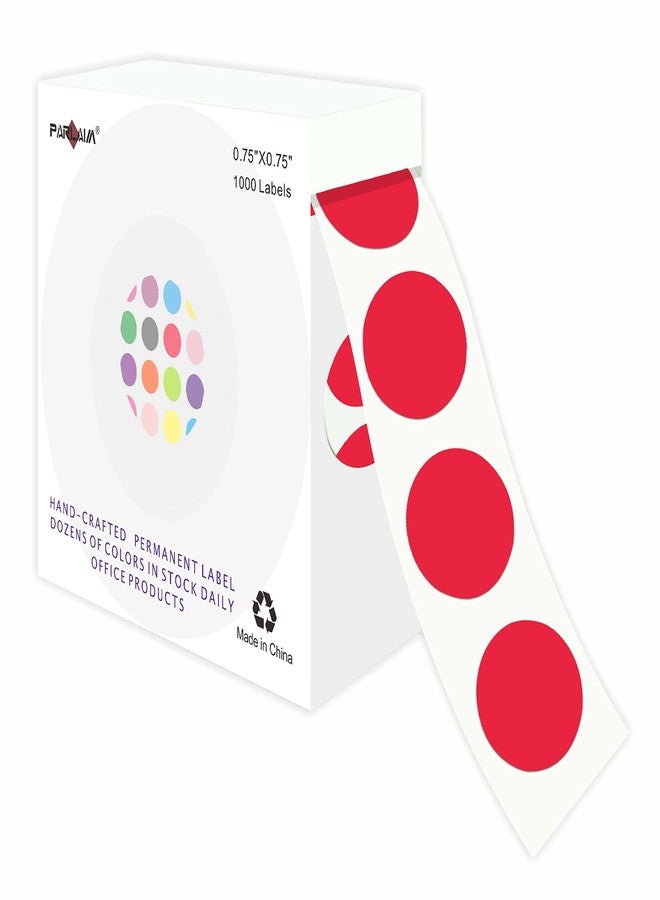 PARLAIM 3/4 Inch Roll Color Coding Labels,1000 per Roll Round Permanent Adhesive Color Coding Circle Dot Stickers for Classroom Office Home(Red) - Image 1