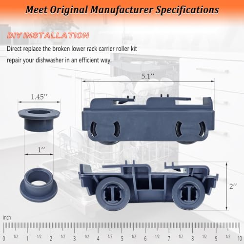 EfenaLife WD28X27241 Dishwasher Lower Rack Carrier and Roller Kit for GE Dishwasher Lower Rack Wheels Assembly WD12X10438, WD12X10439, WD12X10446, WD12X10447, WD12X22656, WD12X22657 (1Pcs) - Image 3