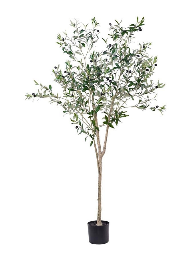 شجرة الزيتون الاصطناعي ، مع واقعية غصن الزيتون والفواكه ، مثالية الديكور الداخلي للمكاتب المنزلية ، 150cm / 180cm الأحجام المتاحة - Image 1