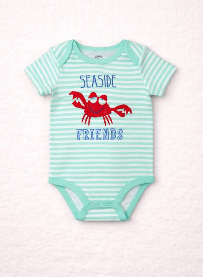 Luna & Lily Pack of 5 -Marine Life Wave Pattern Bodysuit
