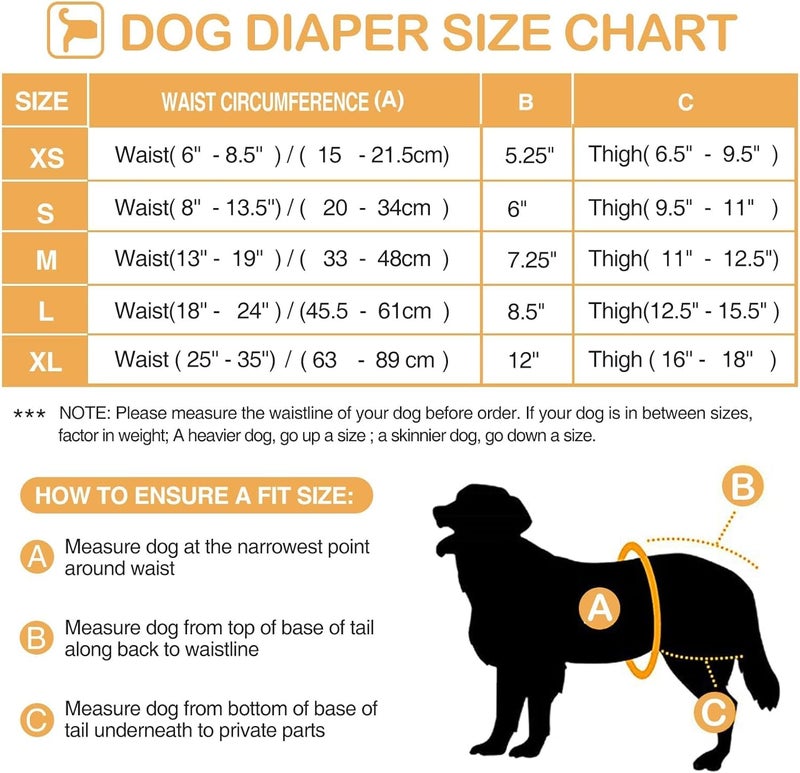 Avont 3 Pack Avont Washable Female Dog Diaper with Suspender, Reusable Girl Doggie Diapers for Small Medium Large Doggy in Heat Cycle Period Incontinence -L - Image 5
