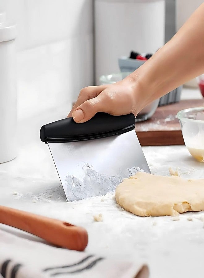 Amillee Bench Scraper, Premium Stainless Steel Dough Scraper with 1 PCS Flexible Bowl Scraper, Dough Cutter with Measuring Scale, Versatile Kitchen Scraper Set for Pastry Bread Pizza Cake (Black) - Image 5