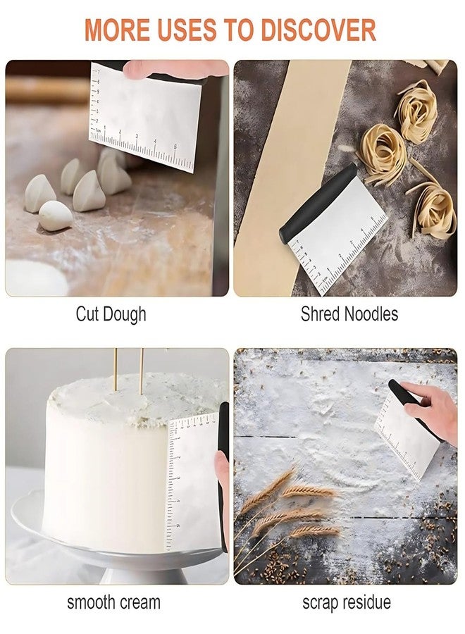 Amillee Bench Scraper, Premium Stainless Steel Dough Scraper with 1 PCS Flexible Bowl Scraper, Dough Cutter with Measuring Scale, Versatile Kitchen Scraper Set for Pastry Bread Pizza Cake (Black) - Image 4