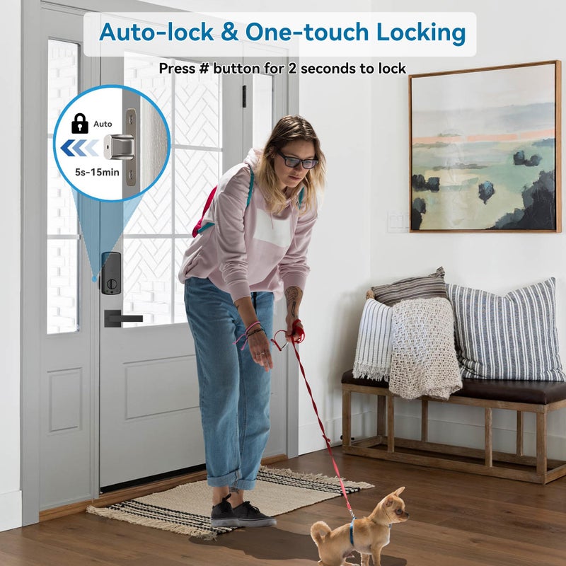 Harfo Fingerprint Smart Door Lock for Front Door with Handle Set, App Control, Keyless Entry Keyless Deadbolt, Digital Electronic Touchscreen Keypad, Auto Lock, Easy to Install, Black - Image 5