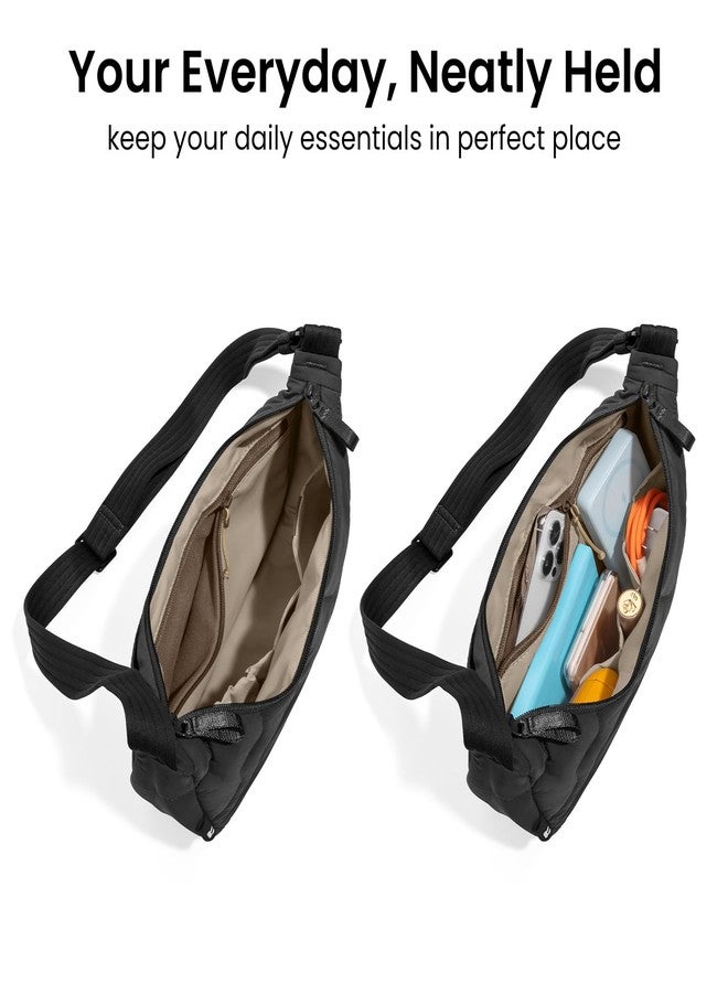 tomtoc 3.5L Puffer Sling Crossbody Bag for Women Trendy, Nylon Quilted Crescent Shoulder Bag Purses for Cellphone and Daily Essentials, Puffy Travel Hobo Handbag with Adjustable Strap & Inner Pockets - Image 4