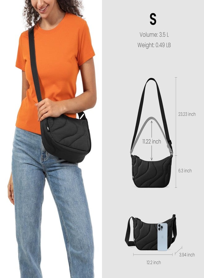 tomtoc 3.5L Puffer Sling Crossbody Bag for Women Trendy, Nylon Quilted Crescent Shoulder Bag Purses for Cellphone and Daily Essentials, Puffy Travel Hobo Handbag with Adjustable Strap & Inner Pockets - Image 3
