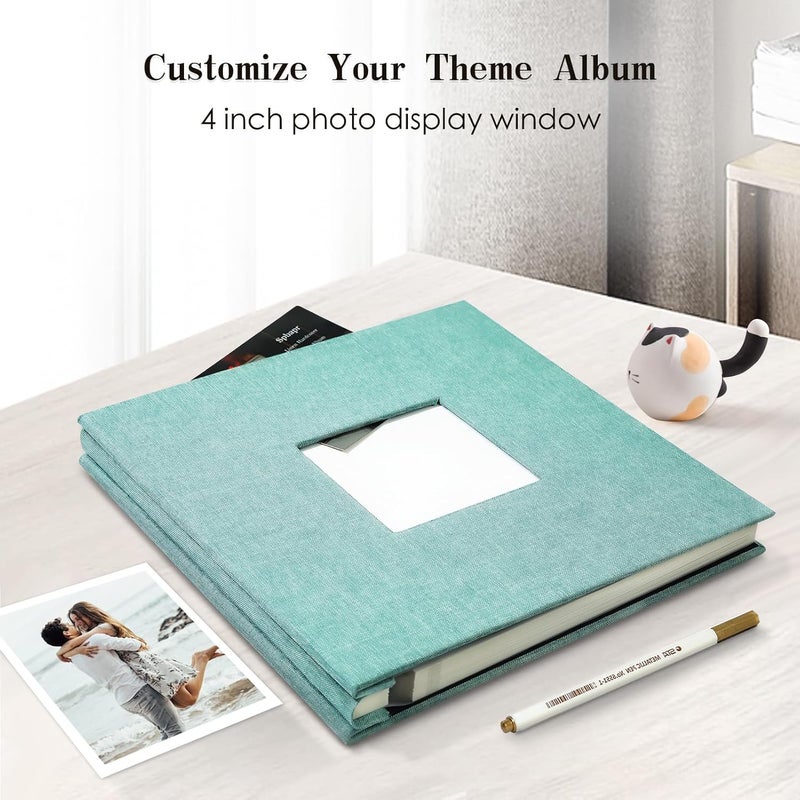 Spbapr Large Photo Album Self Adhesive 60 Pages Linen cover DIY Magnetic Scrapbook album with A Metal Pen Hold 3x5 4x6 5x7 6x8 8x10 Pictures Turquoise - Image 2