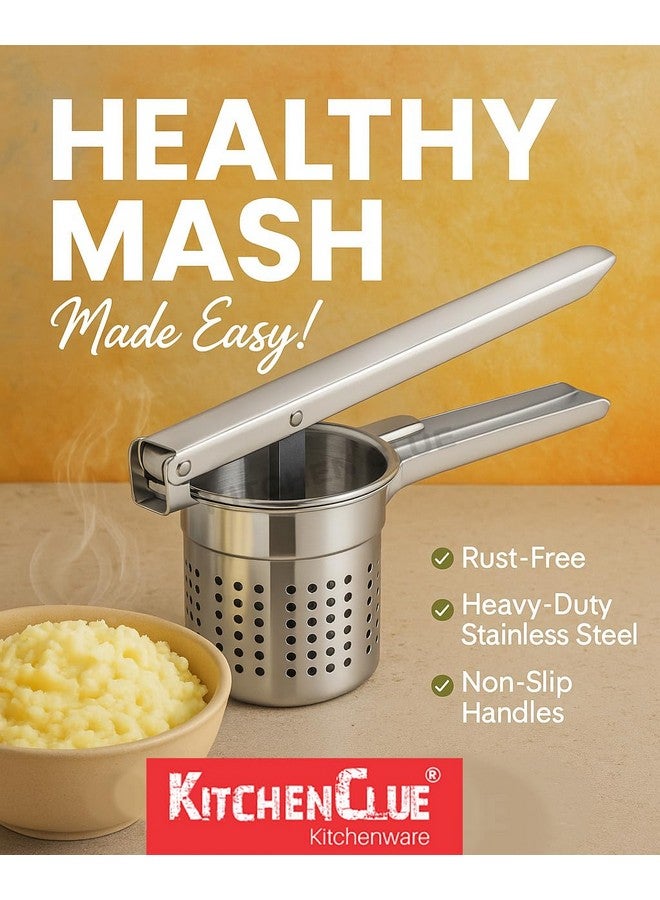 KITCHEN CLUE Stainless Steel Instant Hand Squeezer Heavy Duty I Fruits Juicer Hand Press I BIS-Approved - Pack of 1 Pcs, Silver I Manual Potato/Food/Vegetable Masher and Juicer Squeezer - Image 3