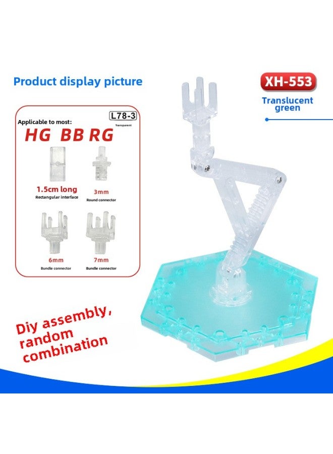 1/144HG RG BB Hand-made Gundam Model Doll Assembled Bracket Display Platform Base Support Frame-Color:XH-553: Bracket Transparent Green  - Image 1