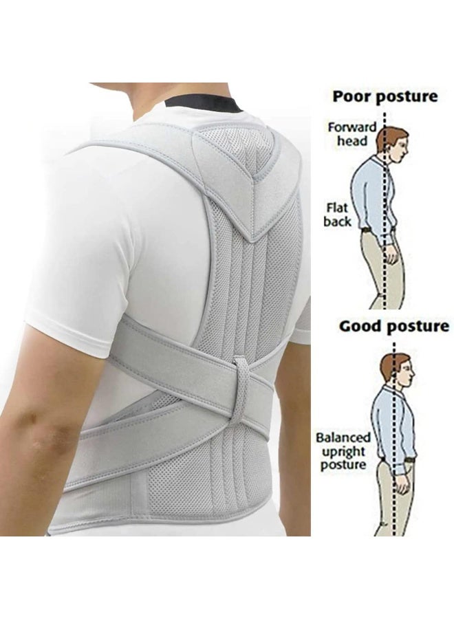 CAZADORA Upper Back Posture Corrector XXL Size, Neoprene Posture Support Brace for Upper Back, Shoulders and Spine Alignment, Ergonomic Scoliosis Back Brace with Criss Cross Shoulder Design, Lumbar and Waist Support Belt for Poor Posture Correction, Neck and Back Pain Relief, Adjustable Hooks for Custom Fit, Wear Under Clothes, Lightweight Breathable Grey Posture Therapy Corset for Sitting, Standing and Daily Use at Home, Office or Work, Supports Hunchback Correction, Shoulder Pull Back Support, Spine Alignment Aid, Comfortable Neoprene Material for Long Hours Use in KSA Climate - Image 1