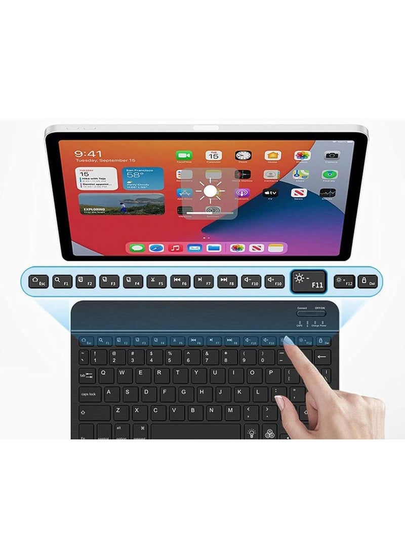 Slim Wireless Bluetooth Keyboard & Mouse Combo for iPad – Rechargeable, 7-Color Backlit, Compatible with iPad 9th/8th Gen, Pro/Air/Mini, iPhone 14/13/12 Pro ﻿