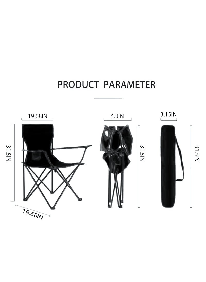 CIMIA Camping Chair, Folding Lawn Chair for Adults, Foldable Camp Chair with Cup Holders Portable for Outdoor Fishing, Hiking, Travel, Picnic, Beach, Carrying Bag ,Black  - Image 3