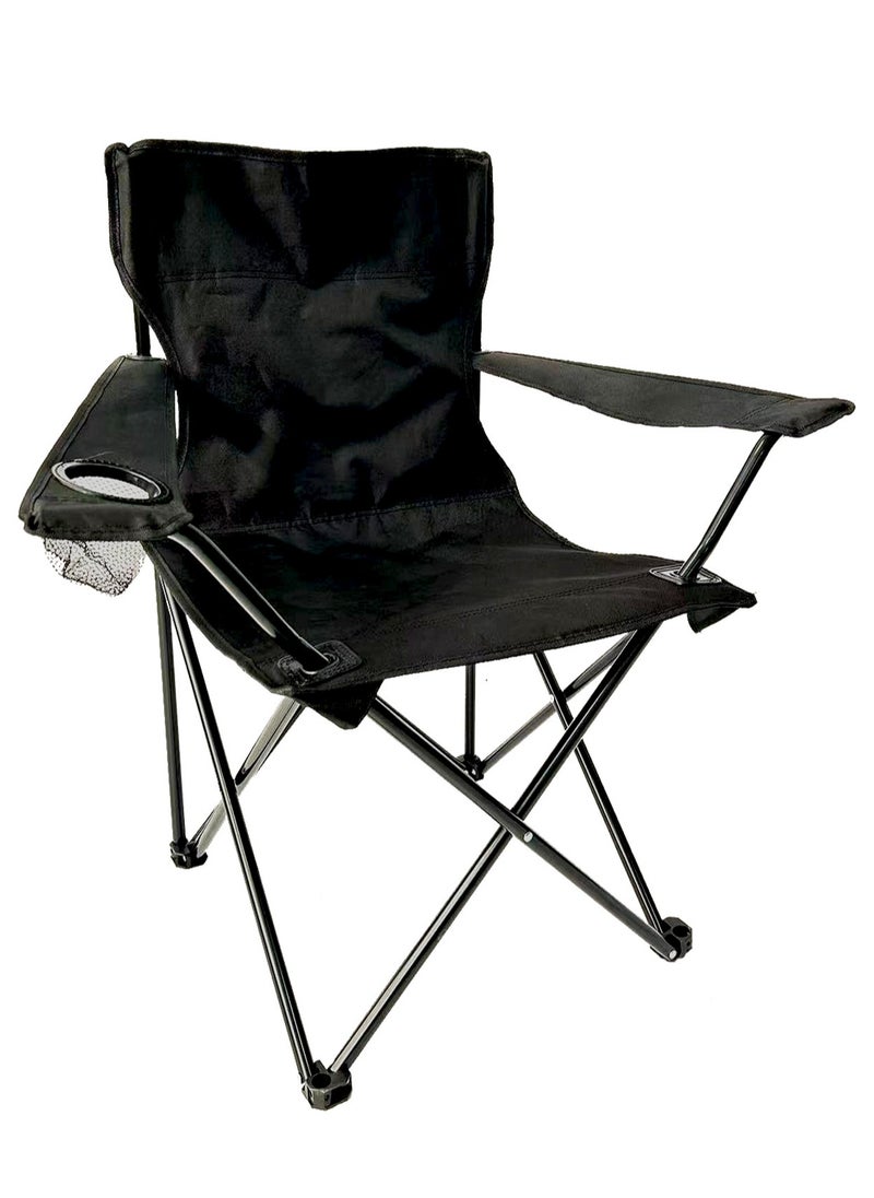 CIMIA Camping Chair, Folding Lawn Chair for Adults, Foldable Camp Chair with Cup Holders Portable for Outdoor Fishing, Hiking, Travel, Picnic, Beach, Carrying Bag ,Black  - Image 2