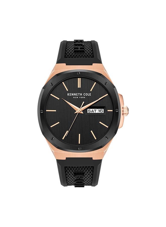 Kenneth Cole New York ساعة أنالوج كوارتز كلاسيكية بقطر 43.5 مم بقرص أسود للرجال - Image 1