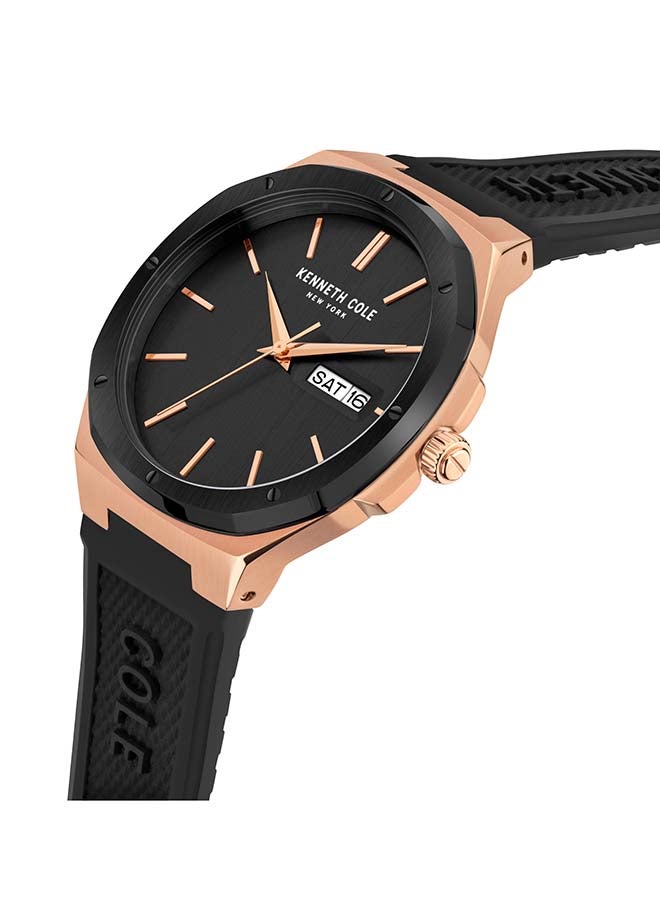 Kenneth Cole New York ساعة أنالوج كوارتز كلاسيكية بقطر 43.5 مم بقرص أسود للرجال - Image 3