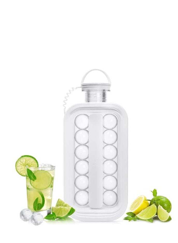 TRASSLE Ice Cube Tray, Portable Ice Cube Mold Flask, Sphere Ice Ball Maker With Lid Makes 17 Round Ice Cubes Mold, Reusable Silicone Ice Cube Mold For Freezer Coffee, Tea, Cola, Juice，No BPA  - Image 1