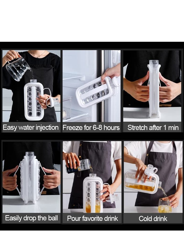 TRASSLE Ice Cube Tray, Portable Ice Cube Mold Flask, Sphere Ice Ball Maker With Lid Makes 17 Round Ice Cubes Mold, Reusable Silicone Ice Cube Mold For Freezer Coffee, Tea, Cola, Juice，No BPA  - Image 4