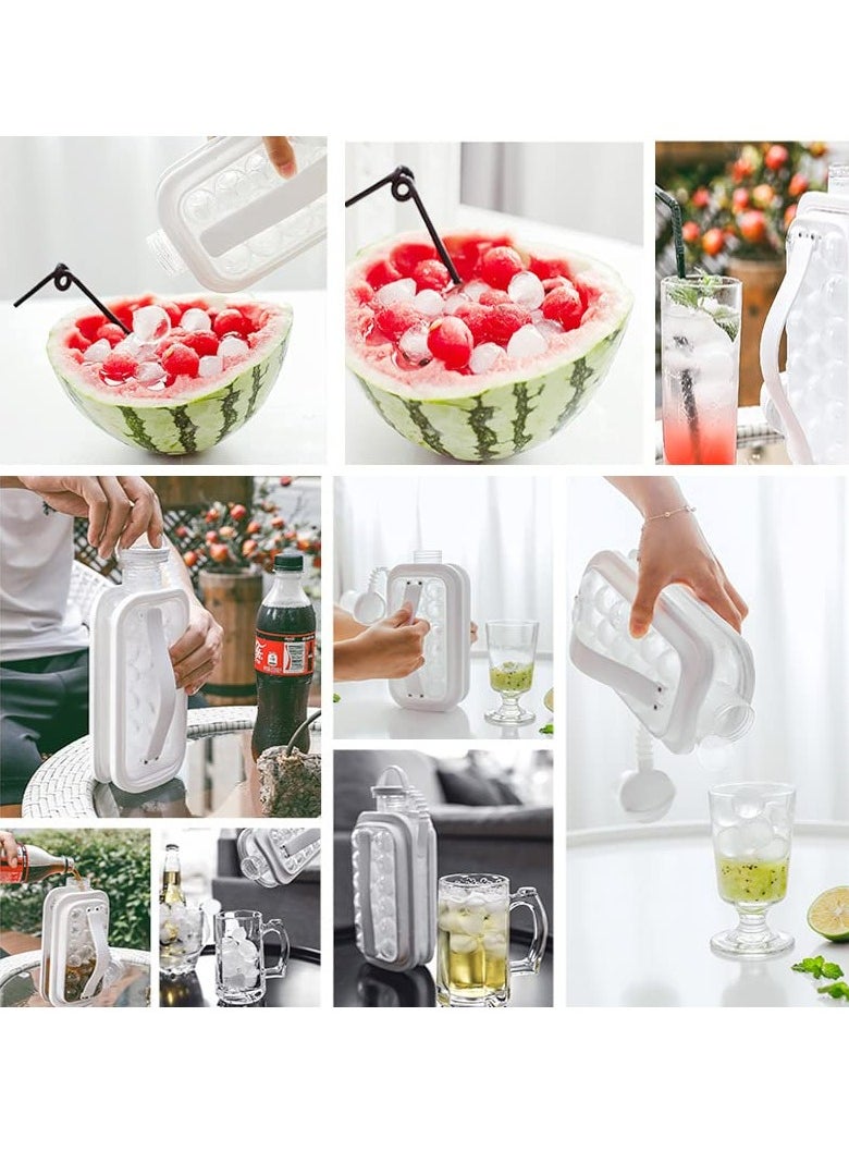 Ice Cube Tray, Portable Ice Cube Mold Flask, Sphere Ice Ball Maker With Lid Makes 17 Round Ice Cubes Mold, Reusable Silicone Ice Cube Mold For Freezer Coffee, Tea, Cola, Juice，No BPA