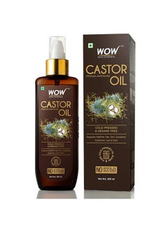 WOW Skin Science 100% Pure Castor Oil Cold Pressed For Stronger Hair Skin & Nails No Mineral Oil & Silicones 200 Ml  - Image 1