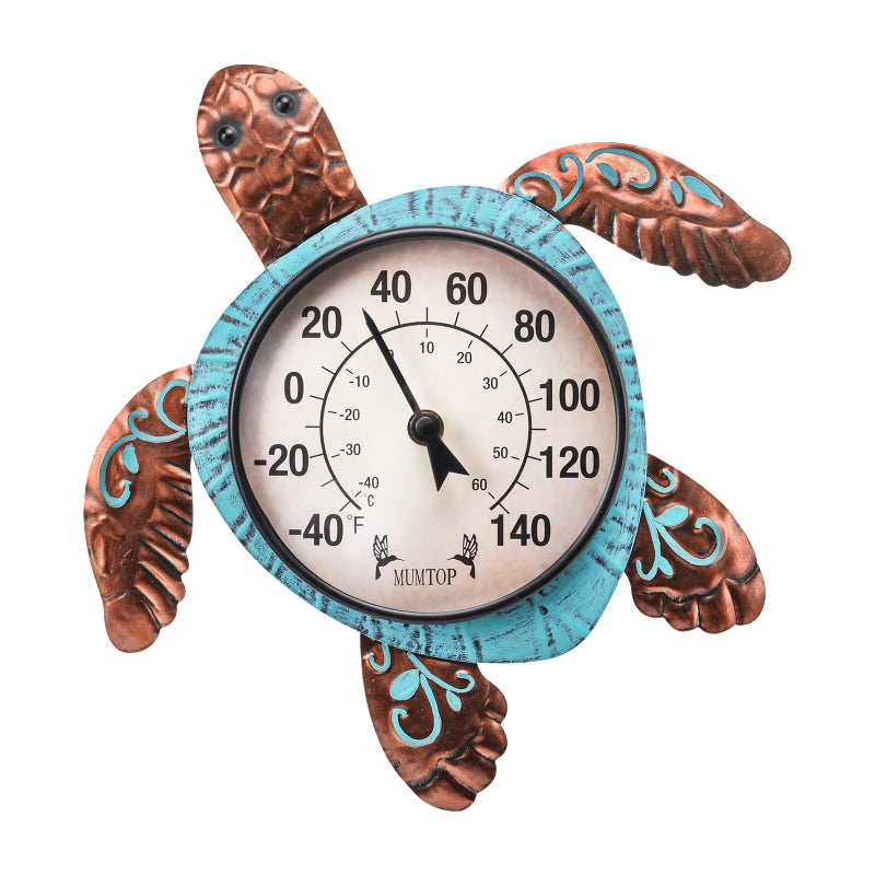 MUMTOP Outdoor Thermometer, Turtle Outside Wall Thermometer for Patio Yard Garden - Image 1