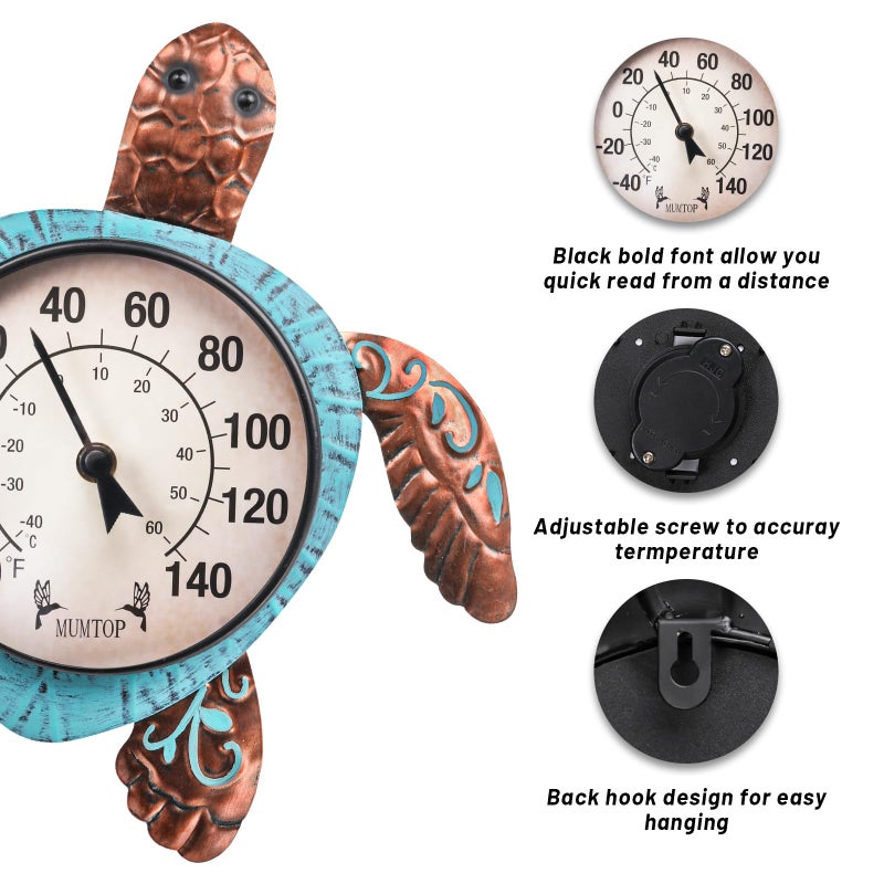 MUMTOP Outdoor Thermometer, Turtle Outside Wall Thermometer for Patio Yard Garden - Image 2