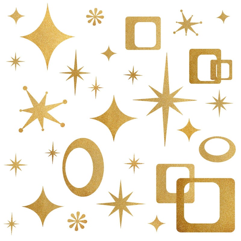 Star Wall Decals Retro Star Wall Decal Ovals and Squares Walls Decals Geometric Walls Stickers Vinyl Decal Removable Peel and Stick Murals Stickers for Bedroom Living Room Office Decor