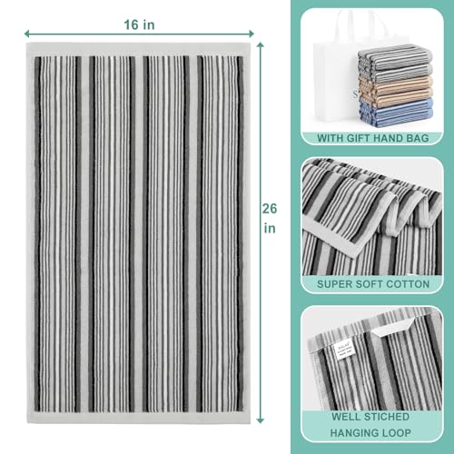 SALAS Kitchen Dish Towels for Drying Dishes Large Cotton Kitchen Towels Stripped Terry Dish Cloths Thick Highly Absorbent Towel Sets with Hanging Loop 16 X 26 6 Packs MultiColor - Image 3