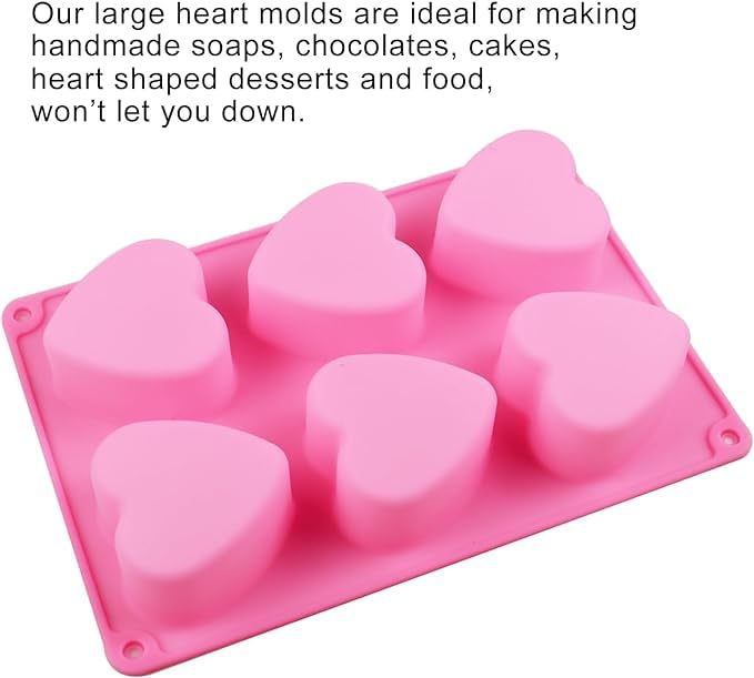 MoldBerry Silicone Soap Mold - 6 Cavity Heart Design for Handmade Soap, Bath Bomb, Soap Bars & More (Multicolor - PK1) - Image 5