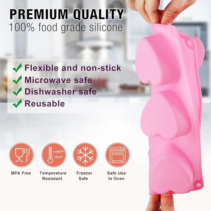 MoldBerry Silicone Soap Mold - 6 Cavity Heart Design for Handmade Soap, Bath Bomb, Soap Bars & More (Multicolor - PK1) - Image 3
