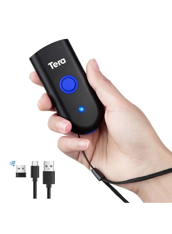 Tera Mini Wireless Barcode Scanner Compatible with Bluetooth, Printed Digital 1D 2D QR Barcode Reader Scanner Portable for PC, Laptop, Smartphone and Tablet with Vibration Alert Function Model 1100 - Image 1