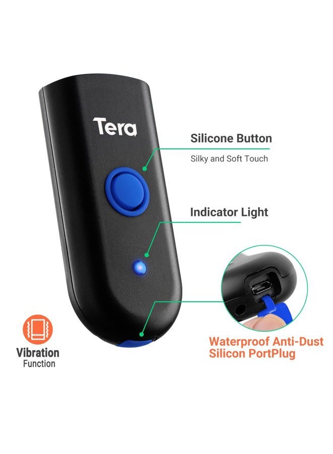 Tera Mini Wireless Barcode Scanner Compatible with Bluetooth, Printed Digital 1D 2D QR Barcode Reader Scanner Portable for PC, Laptop, Smartphone and Tablet with Vibration Alert Function Model 1100 - Image 3