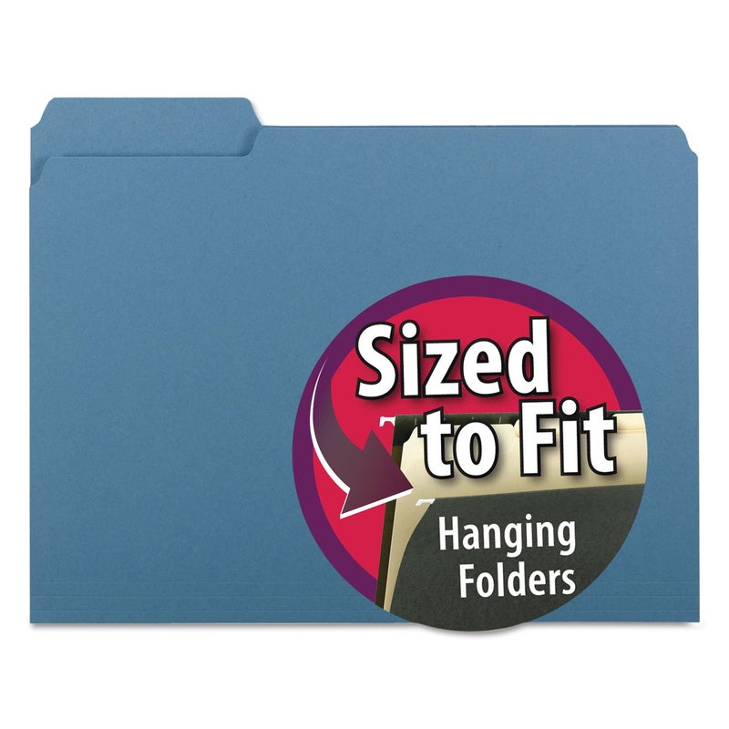 Smead Interior File Folder, 1/3-Cut Tab, Letter Size, Blue, 100 per Box, Expandable File Folders for Filing Cabinet - Image 1