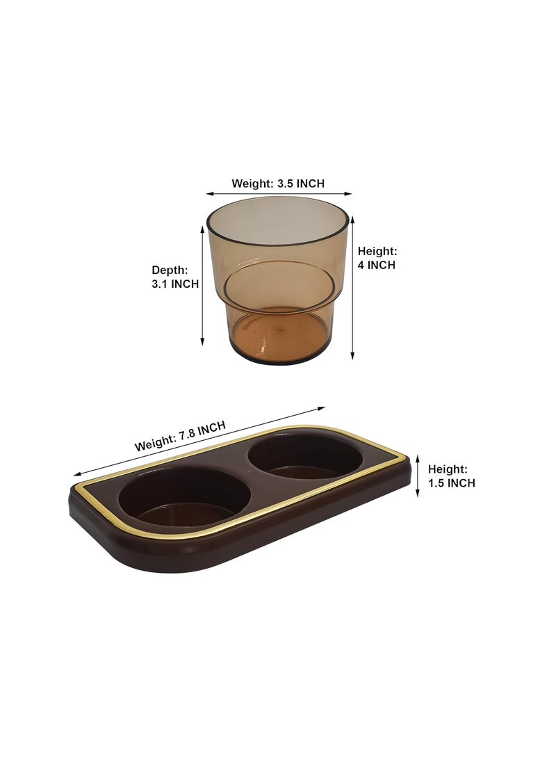 GALOOF GALOOF Plastic Pickle Container Set With Spoon Lid And Tray For Dining Table Set Of 2 Condiment Storage Jar For Achar Spice Mukhvas Salt And Papper BROWN  - Image 5