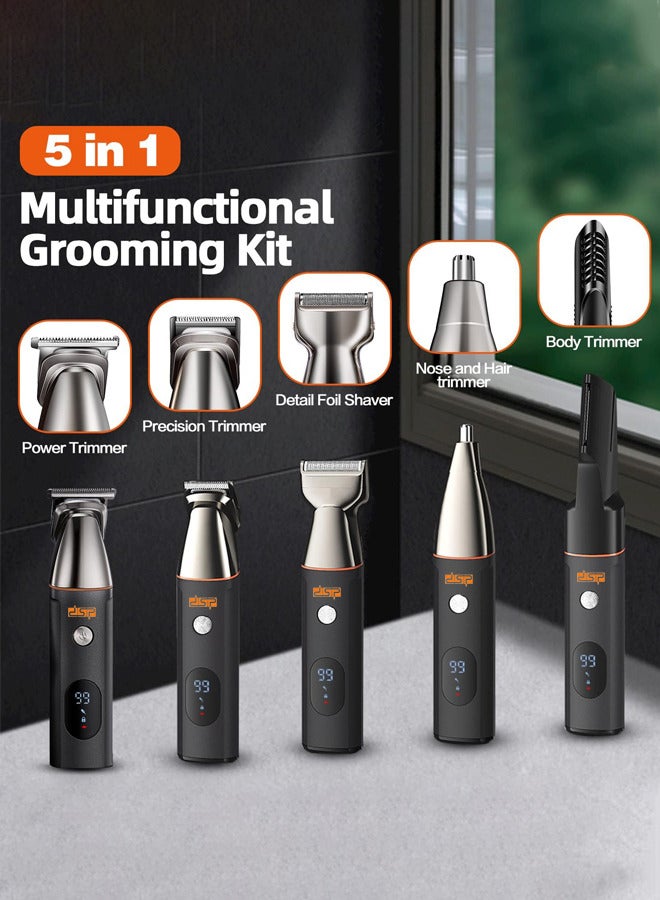 DSP 5 in 1 Beard & Hair Trimmer for Men, Electric Razor IPX6 Waterproof Beard Trimming Kit with Mustache Nose Ear Body Facial, Shaving Kit for Cordless Hair Trimmer, Hair Clippers, Gifts for Men,90642 - Image 2