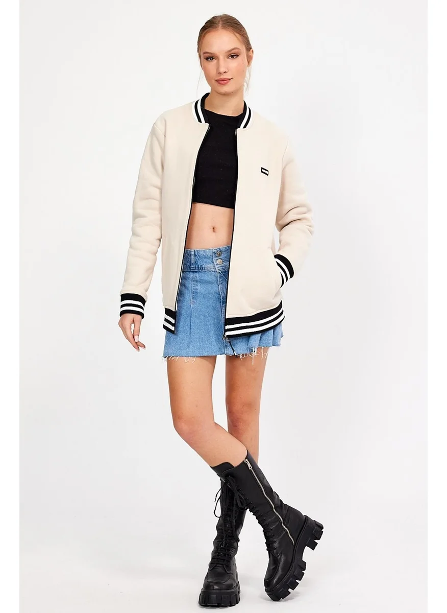 Alexandergardi Alexandergardı Unlined Rose Gold Oversize College Jacket Coat (E23-0019 00)