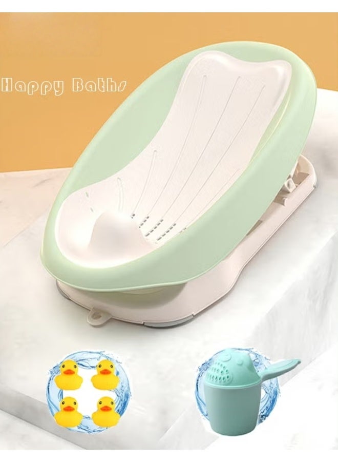 هوكور مقعد حمام الطفل ، كرسي حمام مع كأس شامبو غسيل الشعر للطفل حديث الولادة إلى الطفل الصغير استخدام حمام الدعم في الحوض أو حوض الاستحمام يتضمن 3 مواقف مستلقية - Image 1