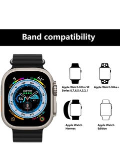 Generic for Apple Watch Band Strap 42mm 44mm 45mm 49mm Ocean Soft Silicone Wristband Sport Replacement Bands with Adjustable Stainless Steel Buckle for iWatch Ultra Series 8 7 SE 6 5 4 3 2 1（Black）  - Image 2