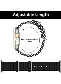 Generic for Apple Watch Band Strap 42mm 44mm 45mm 49mm Ocean Soft Silicone Wristband Sport Replacement Bands with Adjustable Stainless Steel Buckle for iWatch Ultra Series 8 7 SE 6 5 4 3 2 1（Black）  - Image 3
