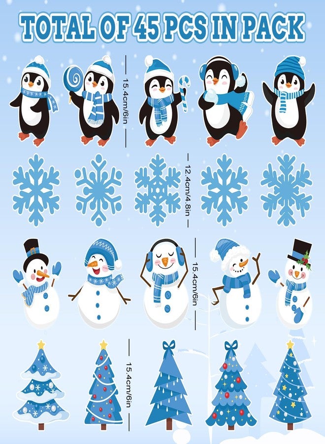 وولاين مجموعة Whaline من 45 قطعة من قصاصات الورق الشتوية، تتضمن ندفة ثلج وبطريق ورجل ثلج وشجرة عيد الميلاد، مع 100 نقطة لاصقة، لون أزرق، لتزيين لوحات الإعلانات الخاصة بعيد الميلاد، مناسبة للأعمال الفنية والحرف اليدوية، والمدارس، والمنازل، والحفلات. - Image 2