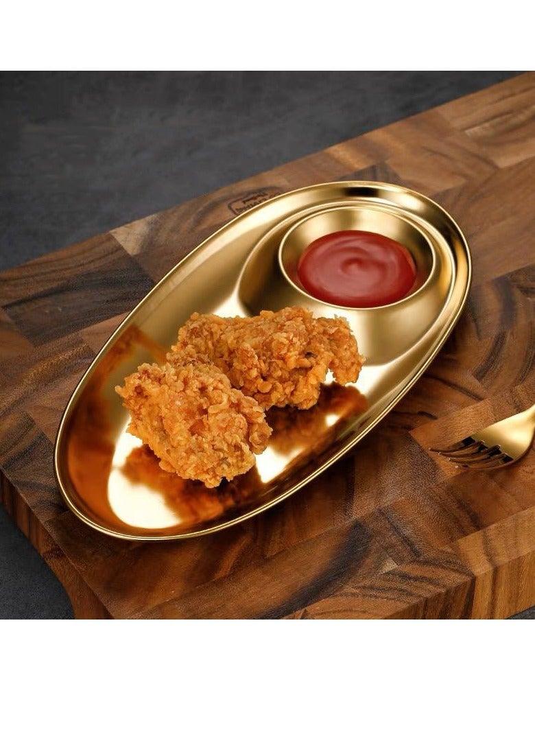 سرفيس تقديم الوجبات اطباق تقديم ذهبية من الفولاذ المقاوم للصدأ خامه استانليس تقيل مقاس 20*10.4 K - Image 1