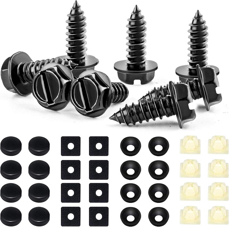 Valardoh 8 Sets Premium Stainless Steel License Plate Screws Kit, Rust-Proof & Anti-Rattle License Plate Bolts - Image 1