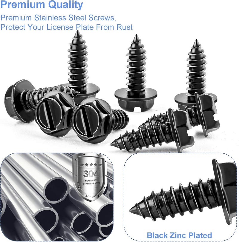 Valardoh 8 Sets Premium Stainless Steel License Plate Screws Kit, Rust-Proof & Anti-Rattle License Plate Bolts - Image 5