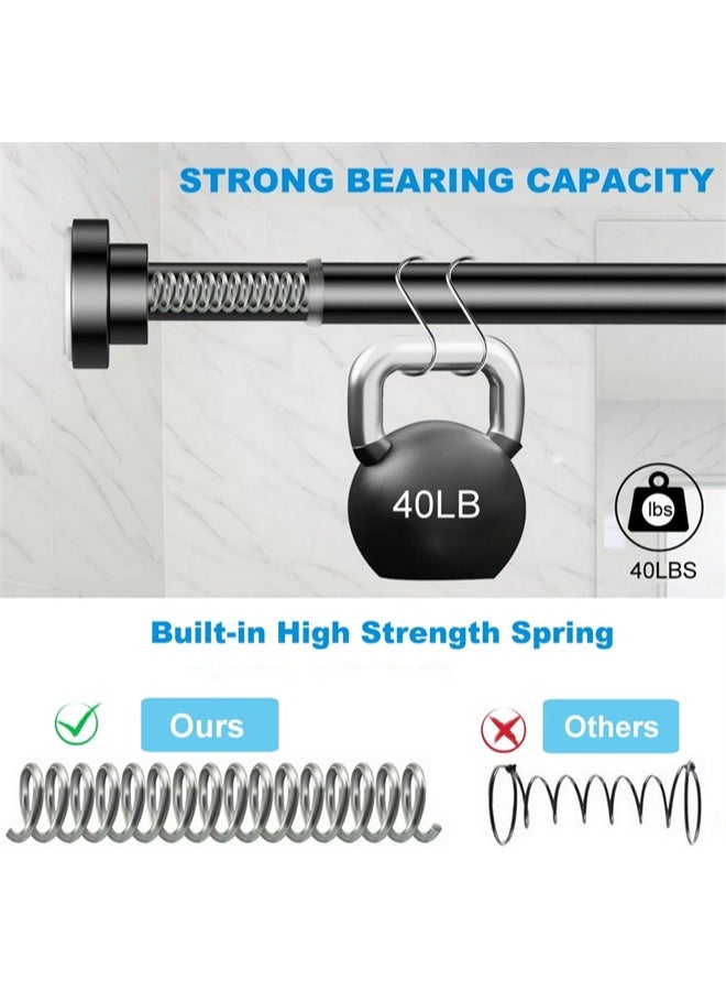 هومستر ستارة قضيب، الفولاذ المقاوم للصدأ الأسود ستارة قضيب، غير انزلاق، قابل للتعديل التوتر الربيع، لا الحفر (85-140 سم) - Image 3